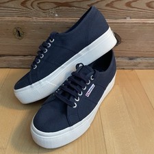Superga Platform Trainers 2790 EU 41 UK 7 Blue Canvas Lace Up Flat form S0001L0