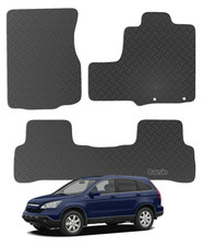 Carsio Tailored Rubber Car Floor Mats For Honda CR-V 2006 to 2012 2 Clips