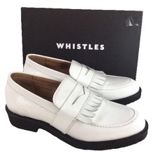 Whistles “Kalo” White Patent Leather Fringe Loafer Shoes Size Uk 7 