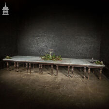 Banqueting Table, 7 Leaf Marble Topped 19thC Colonial Anglo-Indian 18 Seat Table