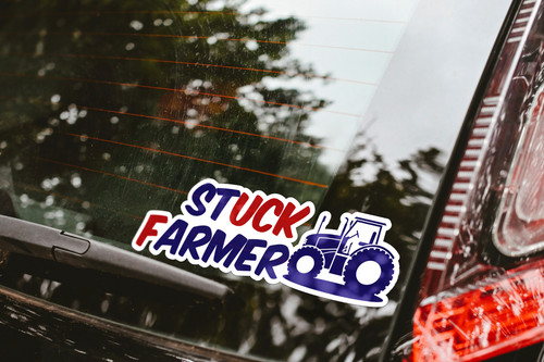 Stuck farmer printed sticker - printed,