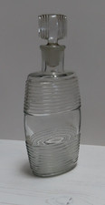 Vintage Clear Glass, Barrel Stoppered Decanter / Flask marked D F & C Depose