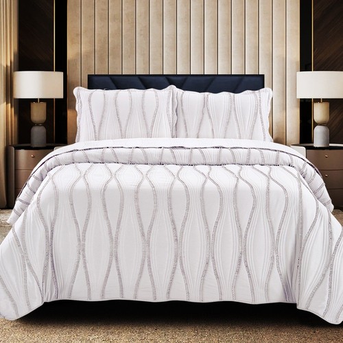Embossed quilted bedspread set - bedspread,