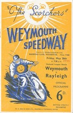 1955 Weymouth v Rayleigh Speedway Programme (20/5/55)