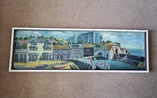 Vintage Large Framed Painting Of Broadstairs Sea Front And Charles Dickens House