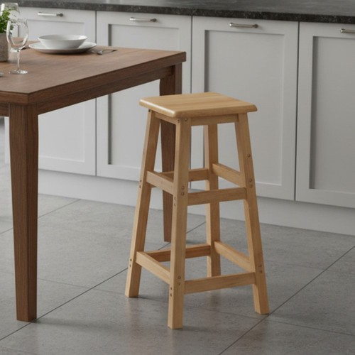 70cm high wooden - square, stool