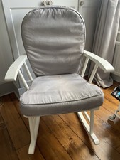 Nursing Rocking Chair White Wood And Grey Cushions Nursery Furniture