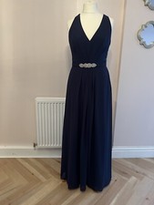 Jenny Packham Navy Blue Long dress Size 8/10 Brand New Crystal Belt
