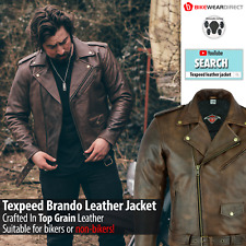 Leather Brando Motorbike Jacket Marlon Biker Motorcycle With CE Armour Protect