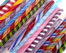 Twisted Cane Off Cuts, Bullseye Glass 90coe, for glass fusing, spiral twisties