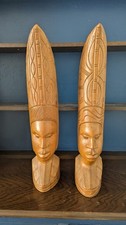 African wooden sculptures 60cm Nigerian Vintage Hand crafted Tribal