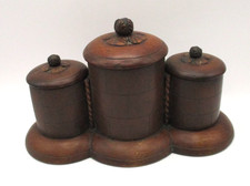 Vintage Edwardian Novelty Wooden Treen Spice Box / Tea Caddy - Castle