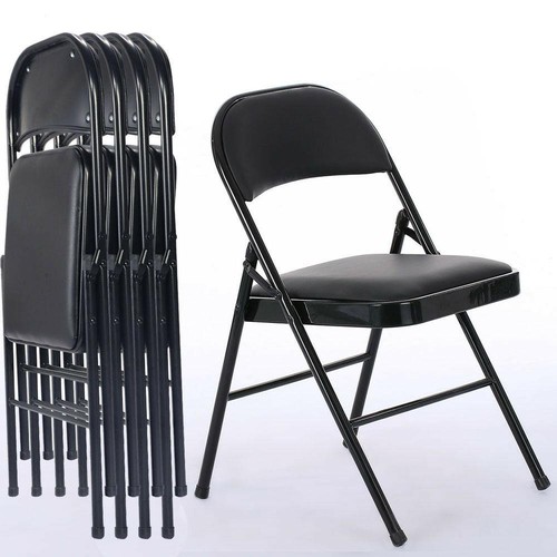 4pcs black folding chairs - folding,