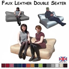 FAUX LEATHER Bean bag Double Seater Kids Adult Sofa  Lounger Settee Couch