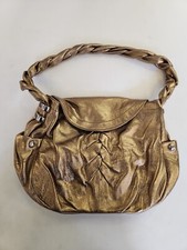 B. Makowsky Handbag Purse Metallic Bronze Purse Shoulder Leopard Liner Pockets