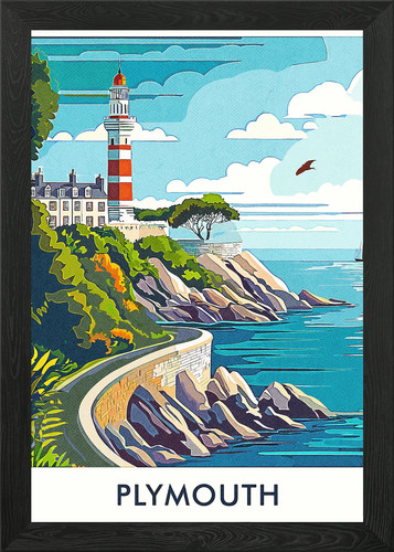 Plymouth lighthouse framed - lighthouse,