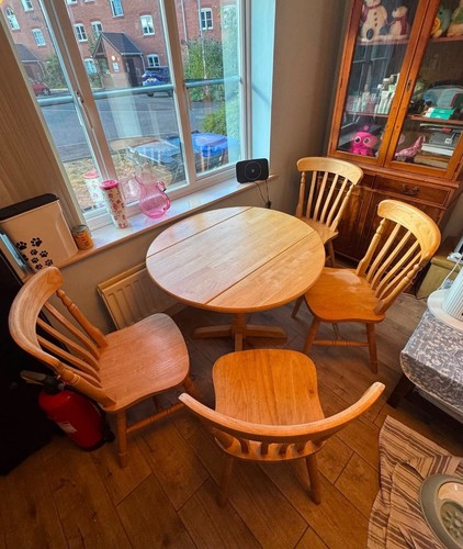 Solid pine folding round table - folding,