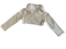 Flower girl short bolero Cardigan Shrug Wrap Faux Fur Neckline Ivory Pink 1-2 Yr