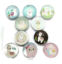 LLAMA Animal Glass Magnet Set - 10pc Handmade Decorative Memo Board Refrigerator
