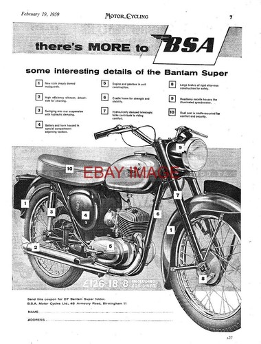 1959 advert for bsa bantam - 1959,