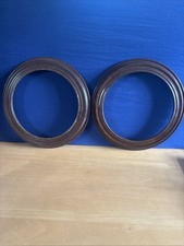 Vintage Plate Frame Holder - Van Hygan & Smythe - Round Medium Brown Wood Frame 