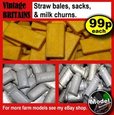 BRITAINS farm - straw bales - grain sacks - milk churns - vintage farmyard