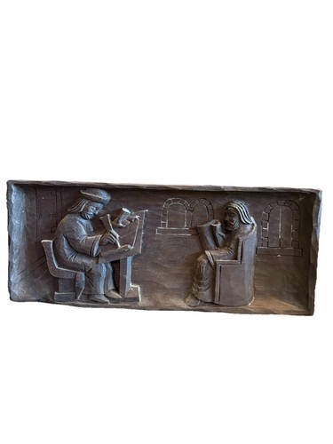 Antique bas relief carved wood - relief,