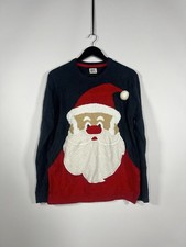 SANTA CHRISTMAS Jumper - Size Large - Navy - Great Condition - Men’s