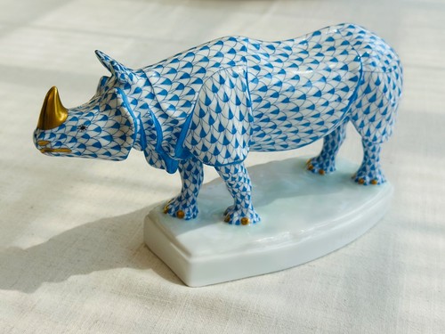 Herend rhinoceros blue - herend, (blue
