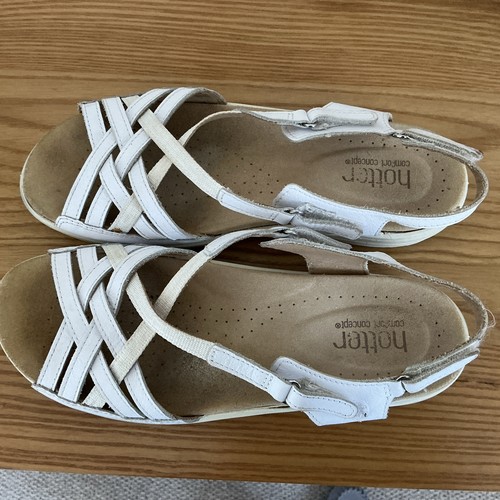 Hotter white leather sandals - leather,