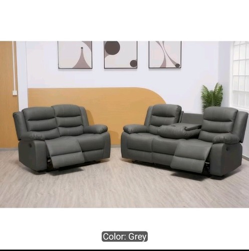 Grey faux leather recliner - faux, 3
