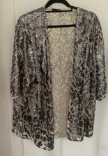 Atmosphere Sequin Jacket, Size L (18) Silver Sequins