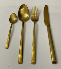 Crofton 18/10 Gold Plate Stainles Steel Dinner Dessert Knife Fork Spoons Cutlery