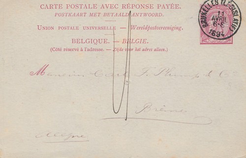 Belgium 1894 postal - 1894:,