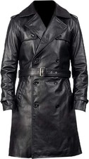 Men's Leather Trench Coat Real