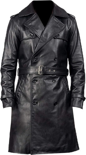 Men leather trench coat real - leather,