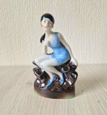 Art Deco Flapper Girl Bathing Belle Figure Ornament Ceramic Hat Pin Holder VGC