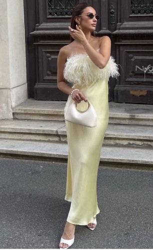 Zara yellow feather satin - yellow,