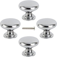 1-16 Pcs Round Cabinet Knobs Drawer Cupboard Pull Door Handles Chrome Bathroom