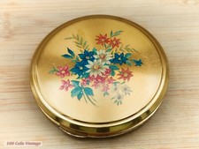 Kigu gold floral-Vintage Make Up/Powder Mirror Compact-1bl