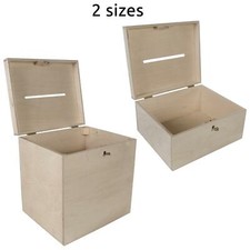 Wooden Party Post Box for Cards | Plain & Unpainted DIY | Key Lockable | 2 Sizes