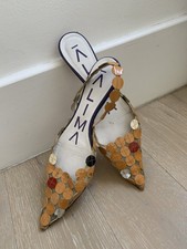 Women’s Vintage With Peach Plastic Circle Kitten Heal, Sling back .