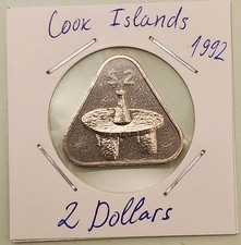 Cook Islands coin, 2 Dollars,  1992  'Kumete table'