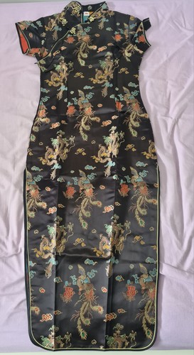 Black qipao dragon phoenix - qipao,