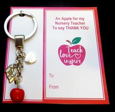 Nursery Teacher Gift Apple to say Thank you Gift Key Ring on Gift card as shown