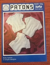 3 BABY KNITTED VEST SET 18” VINTAGE 3 PLY WOOL KNITTING PATTERN PATONS 1331