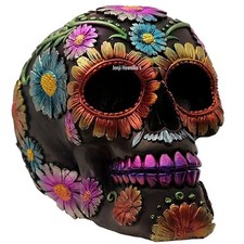 Day Of The Dead Sugar Skull Gothic Ornament Daisy Flower Pagan Wiccan Home Decor