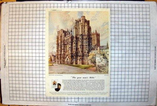 Antique old print - old, wells