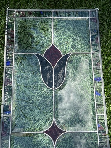 Vtg stained glass beveled - stained,