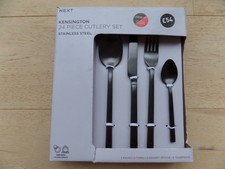 NEXT Kensington Matt Black 24 Piece Stainless Steel Cutlery Set BNIP